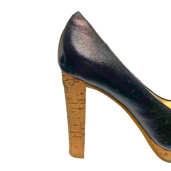 MICHAEL Michael Kors Nash Black Leather Cork Platform Pumps - Picture 4 of 11